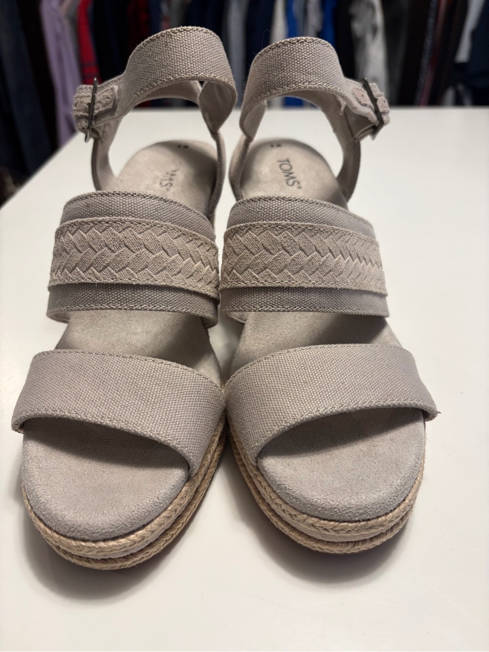 Tom’s Wedge Espadrille Sandals in Light Beige - Women's - Picture 3 of 9